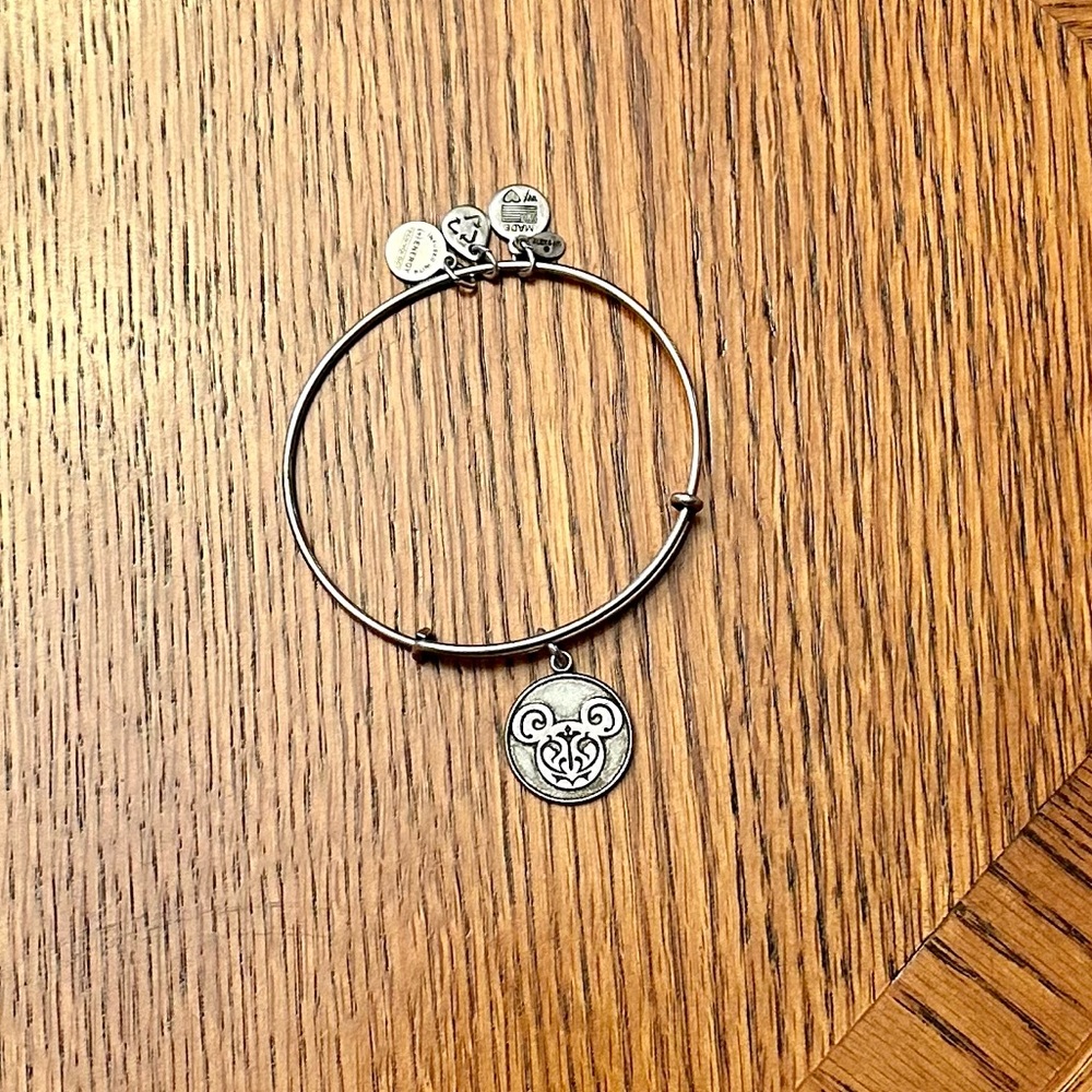 Disney Alex and Ani Mickey Mouse Bangle Bracelet Silver
